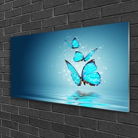 Skleneny obraz Motýle voda umenie 100x50 cm