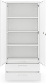 Modulárna kovová multifunkčná skriňa s dvoma zásuvkami biela MEGAN 1950 x 900 x 400 mm