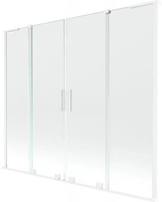 Mexen Velar L Duo, 2-krídlová posuvná vaňová zástena 200 x 150 cm, 8mm číre sklo, biela matná, 896-200-003-02-20