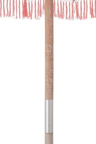 Biely slnečník so drevenou tyčou a strapcami Flavie Blue - ∅ 180*260 cm