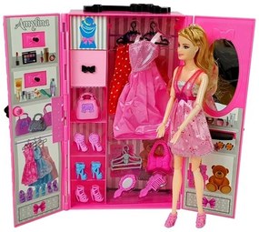 LEAN TOYS Šatníková skriňa s 2 bábikami - muž a žena