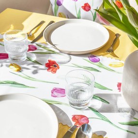 Goldea behúň na stôl teflónový - farebné tulipány 20x120 cm