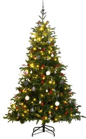 Umelý výklopný vianočný stromček 300 LED a sada gúľ 210 cm 3210499