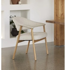 Krémovobiele jedálenské kreslá v súprave s podrúčkami 2 ks z dubového dreva Elk – Unique Furniture