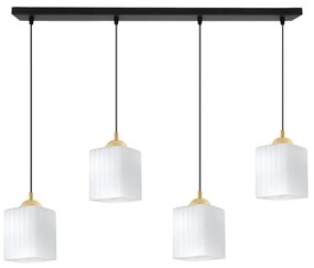 Závesné svietidlo Riffle Square, 4x biele sklenené tienidlo, b/g