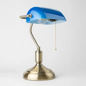 Brilagi - Stolná lampa BANK OFFICE 1xE27/60W/230V mosadz/modrá