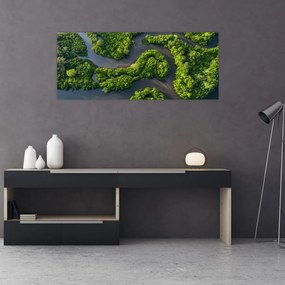 Obraz - Lesná krajina s riekou (120x50 cm)