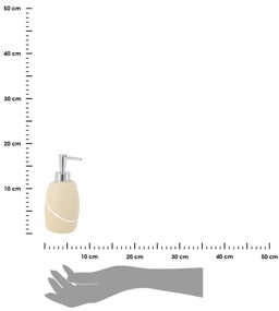 Dávkovač mydla Caldarela, piesková/s chrómovými prvkami, 240 ml