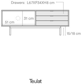 TV stolík v dekore duba v čierno-prírodnej farbe 140x52 cm Sierra – Teulat