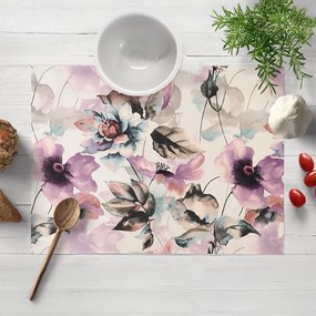 Biante Zamatové prestieranie na stôl Tamara TMR-050 Abstraktné fialové kvety na smotanovom 30x40 cm