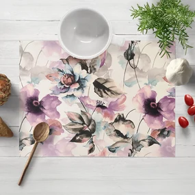 Biante Zamatové prestieranie na stôl Tamara TMR-050 Abstraktné fialové kvety na smotanovom 30x40 cm
