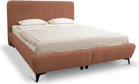 Terakotová čalúnená dvojlôžková posteľ s úložným priestorom s roštom 180x200 cm Makapu – Makamii