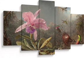 Obraz - Martin Johnson Heade, Cattleya Orchid and Three Hummingbirds, reprodukcia (150x105 cm)