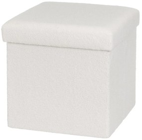 Biely taburet z textílie buklé Ecru – Casa Selección