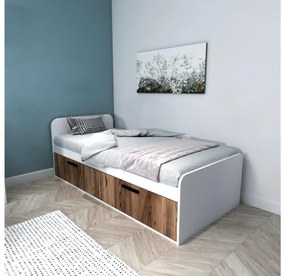 Jednolôžková posteľ 90 cm Levipo 2 (orech svetlý + biela) (s roštom). Vlastná spoľahlivá doprava až k Vám domov. 1094842