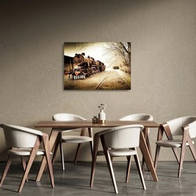 Sklenený obraz - Historická lokomotíva (70x50 cm)