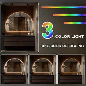 Erga Kori, polkruhové LED zrkadlo 90x160cm, 3450 lm, 3 farby svetla, ERG-V01-KORI-9016-CL