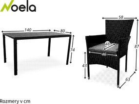 Noela Záhradný jedálenský set Viking L + 4x ratanové kreslo Bali