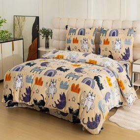 Sada 2ks mikroplyšových obliečok PURRSLEEP béžové + obliečka mikroplyš SOFT 180x200 cm biele, dvojlôžko