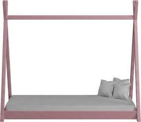 Detská posteľ Tipi 70x140 drevený domček - ružový