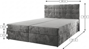 Čalúnená posteľ boxspring GLORIEN VELVET 160x200 cm tmavozelená Matrac: Matrac Bonell pružinový