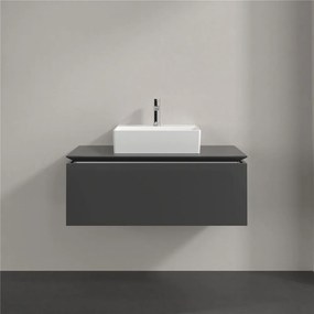VILLEROY &amp; BOCH Legato závesná skrinka pod umývadlo na dosku (umývadlo v strede), 1 zásuvka, 1000 x 500 x 380 mm, Glossy Grey, B60300FP