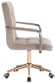 LuxuryForm DESIGN Stolička VERONA VELUR na zlatej podstave s kolieskami - latte