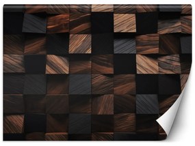 Fototapeta, Dřevěná kostka mozaika 3D - 400x280 cm