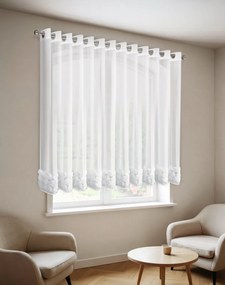 ZÁCLONA NA KRÚŽKOCH EVA MINGE ROSES4 350X160 CM BIELA