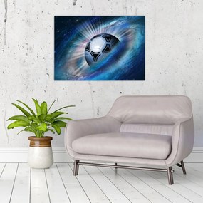 Obraz - Futbalová lopta vo vesmíre (70x50 cm)