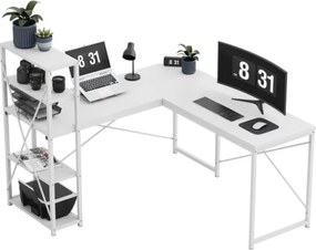 Rohový pracovný stôl s policami Leader 5.9 biely