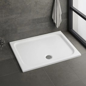 Obdĺžniková akrylátová sprchová vanička REA BELMOND 100x80 biela, krytka - chróm