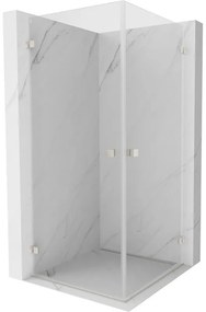 Mexen Lunar-B Duo výklopný sprchový kút 100 x 100 cm, číre sklo, brúsená oceľ, 832-100L-100P-97-00