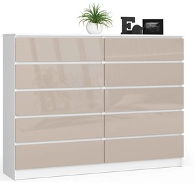 Komoda Kurtinaitis 10SZ (biela + lesk cappuccino). Vlastná spoľahlivá doprava až k Vám domov. 1117177