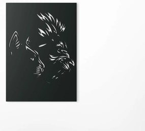 drevko Drevený obraz na stenu Levica a lev Rozmer obrazu: 44,5 x 31,5 cm, Farba dekorácie: Čierna
