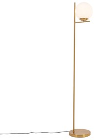 Art Deco stojaca lampa zlatá a opálové sklo - Flore