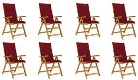Skladacie záhradné stoličky s podložkami 8 ks akáciový masív 3075078
