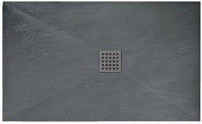 Rea Grey Rock, sprchová vanička z minerálneho kameňa 120x90x3,5 cm + sifón, šedá, REA-K4584