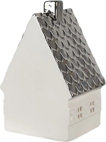 Béžová dekorácia porcelánový domček s Led svetielkami Christmas House M - 8*7*12 cm
