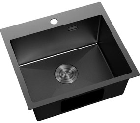 Mexen Solix, 1-komorový nerezový drez 500 x 450 mm, čierna, vzor voština, 6402501000-70HC