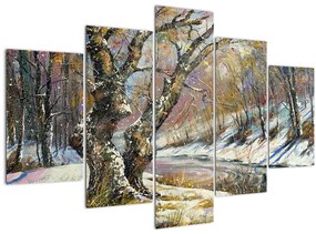 Obraz maľovanej zimnej krajiny (150x105 cm)