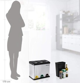Odpadkový kôš 3 x 8 l strieborný