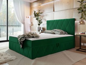 Moderný boxspring posteľ Silena 140x200cm, zelená Magic Velvet