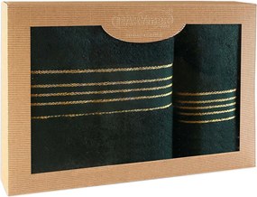 BAVLNENÉ UTERÁKY TIWANO SADA 1 KS 50X90 CM, 1 KS 70X140 CM TMAVOZELENÁ