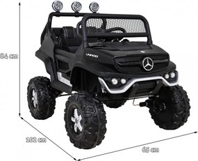 Ramiz Mercedes Benz Unimog elektrické autíčko pre deti čierne + terénny pohon 4x4