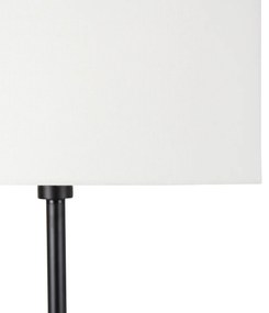 Stojaca lampa čierna s tienidlom bielym 50 cm - Simplo