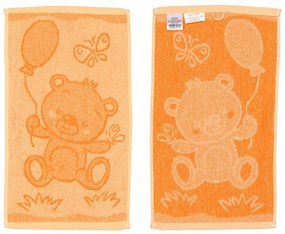 Uterák froté pre deti, Medvedík, oranžový, 30 x 50 cm