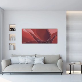 Obraz - Červená abstraktná kvetina N⁰2 (120x50 cm)