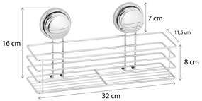 Erga Gavi, kúpeľňový košík 32x11,5x8 cm na prísavky, chrómová, ERG-YKA-CH.GAVI-KPL