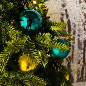 DECOLED Plastová lopta, 10 cm, pávia zelená, 6x lesklá